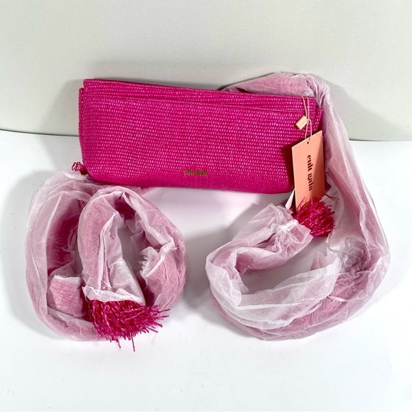 *SOLD* NWT Cult Gaia Banu Mini Fringe Clutch Qajar Rose - Picture 8 of 16